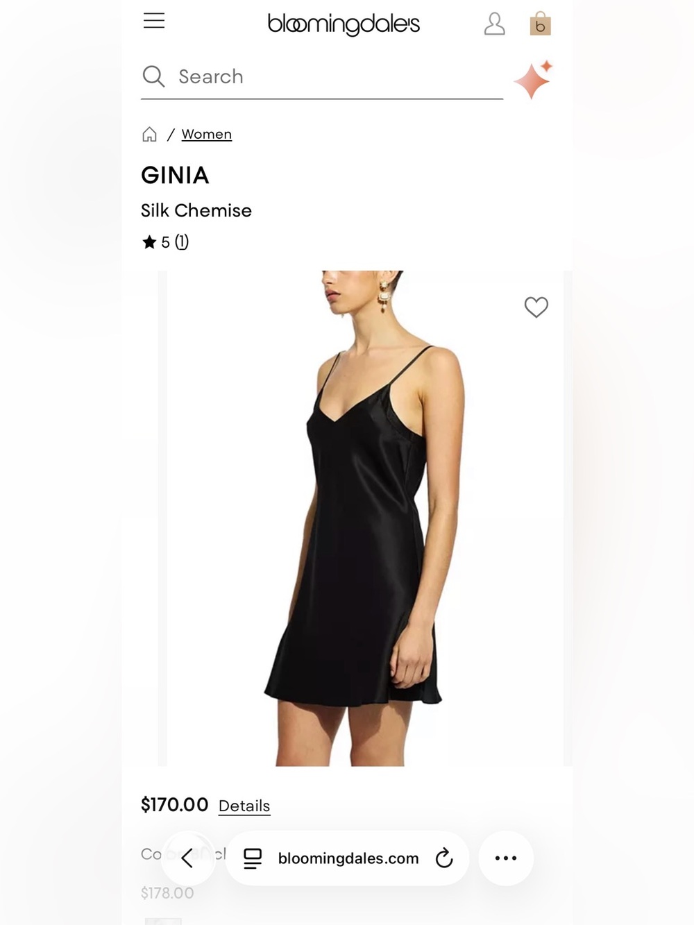 Ginia Black Silk Chemise